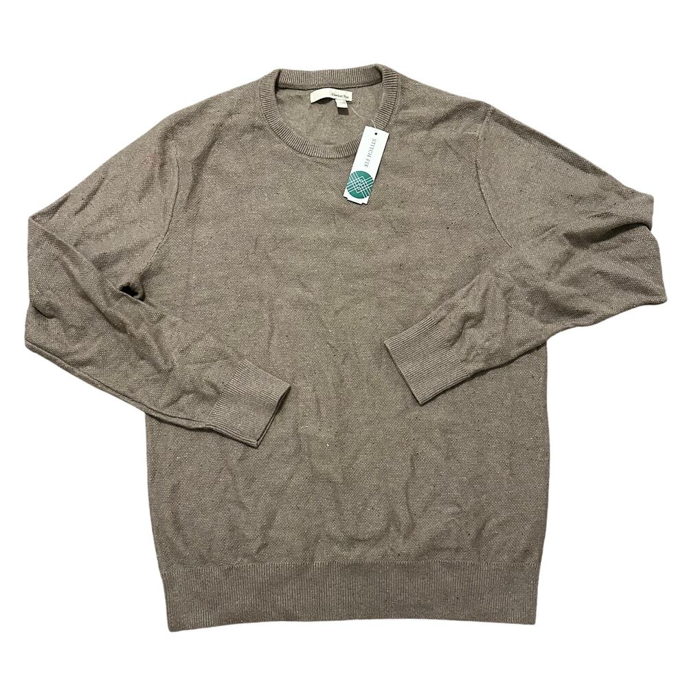 HAWKER RYE Men's Jet Cotton Neps Crewneck Size M In Brown